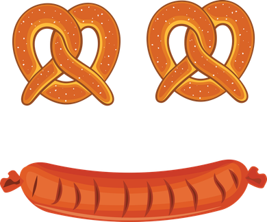 Oktoberfest Pretzel Sausage Smiley Face Bucket Hat