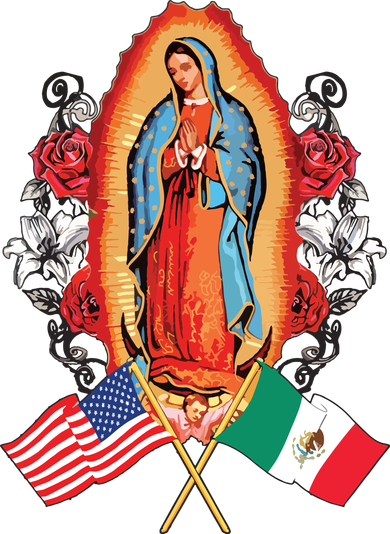 Our Lady Virgen De Guadalupe Mexican American Flag Toddler T-Shirt