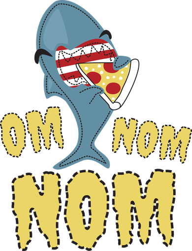 Shark Eating Pizza Om Nom Nom Button