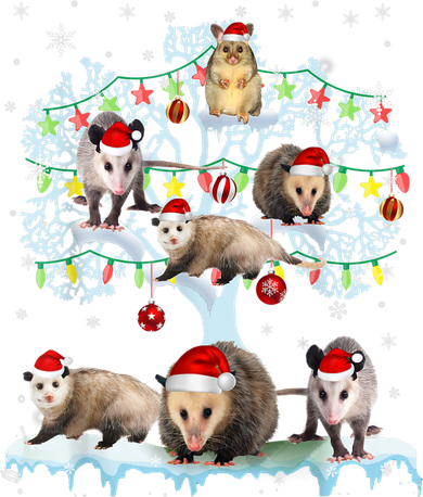 Opossums On Christmas Tree Xmas Lights Santa Opossum Lover Kids Hoodie
