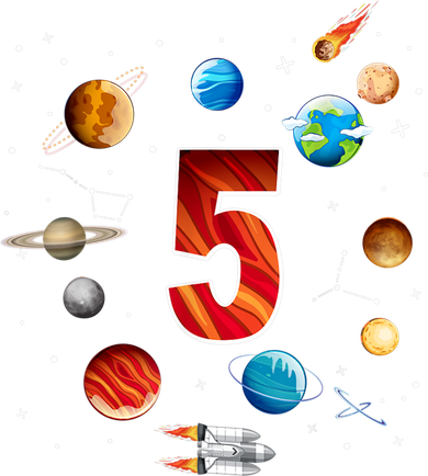 Outer Space 5 Years Old 5th Birthday Boys Planets Astronaut Mousepad