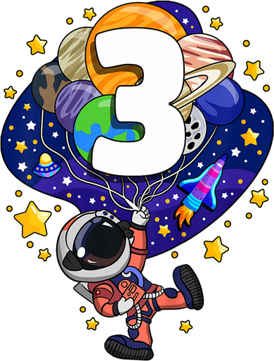Outer Space Astronaut 3rd Birthday Boy 3 Year Old Three Funny Gift Kids Long Sleeve Shirt