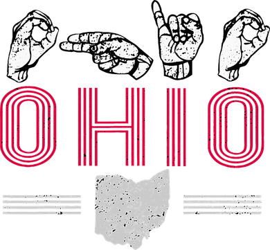 Ohio S.T.A.T.E Pride Sign Language Letters Sports Fan Button