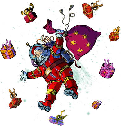 Outer Space Santa Christmas Astronaut  Mousepad