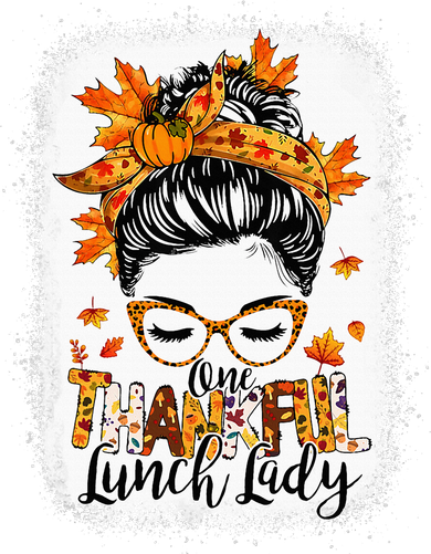 One Thankful Lunch Lady Messy Bun Thanksgiving Lunch Lady Women's Hoodie