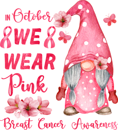 October We Wear Pink Gnome Breast Cancer Awareness Bucket Hat