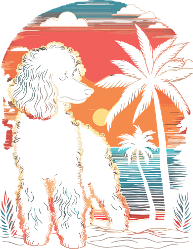 Poodle 80s Sunset Vintage Retro Style Women's V-Neck T-Shirt