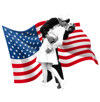 Patriotic American Pride Month Classic Wwii Soldier Kissing Nurse Women's Hoodie