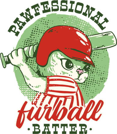 Professional Baseball Player Cat Cute Button