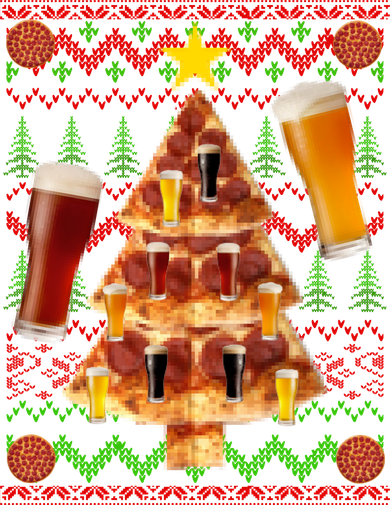 Pizza and Beer Ugly Christmas Sweater Women's Long Sleeve Shirt