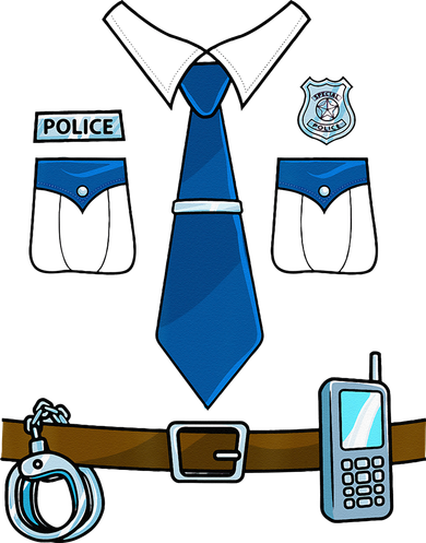 Police Costume Cop Uniform Officer Halloween Button