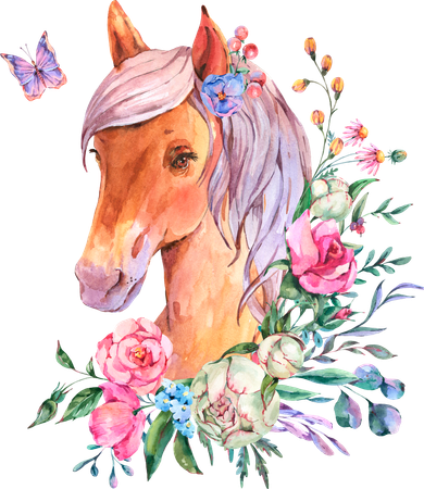 Pretty Colorful Flower Nature Horse Women's Sweatshirt