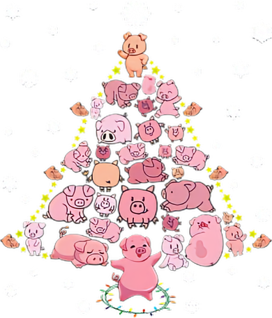 Pig Christmas Tree Button
