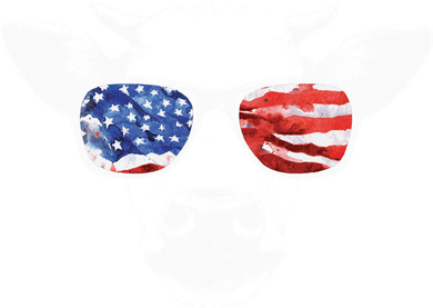 Patriotic Cow USA Flag Sunglasses Santa Hat