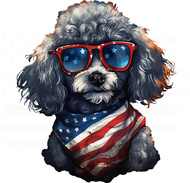 Poodle Dog Dad Dog Mom USA Flag 4th Of July Women's T-Shirt