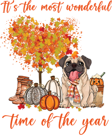 Pug Dog Fall Thanksgiving Most Wonderful Time Of The Year Gift Toddler Hoodie