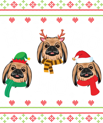 Pekingese Dog Ho Ho Ho Merry Christmas Dad Mom Ugly Sweater Gift Toddler T-Shirt