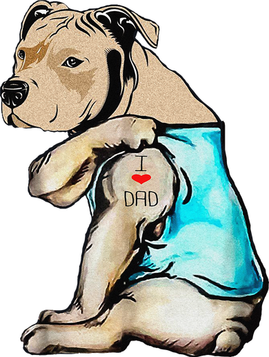 Pitbull Dog I Love Dad Tattoo Funny Family Toddler Hoodie