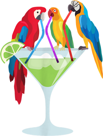 Parrots Drinking Margarita Tropical Vacation Hawaiian Birds Women's T-Shirt