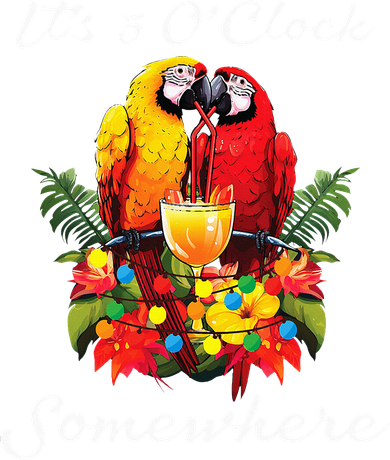 Parrots Drinking Margarita Its 5 Oclock Somewhere Funny Women's T-Shirt