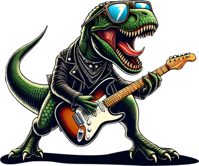 Punk Dinosaur RockN Roll Goth Dino Funny Guitar Band Great Gift Toddler Long Sleeve