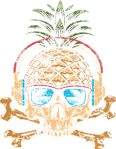 Pineapple DJ Skull Summer Vibes Gamer Hawaiian Sunglasses Backpack