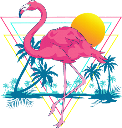 Pink Flamingo Beach Summer Vibes Palm Trees Tropical Summer Baby Bodysuit