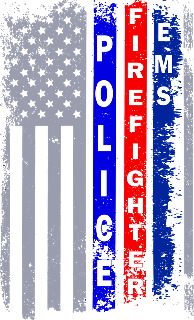 Police Firefighter EMS American Flag Ceramic Ornament