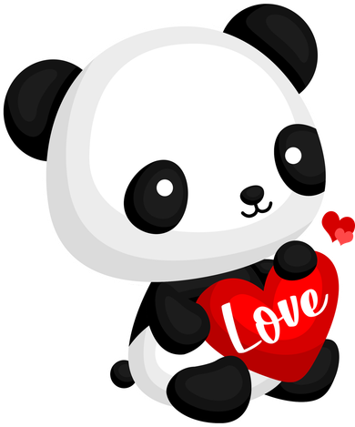 Cute Panda Holding A  Heart Pajama Set