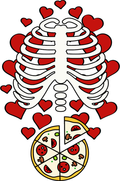 Skeleton Pizza Rib Cage X-Ray Women's Long Sleeve Shirt