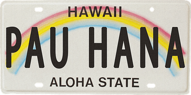 Pau Hana Hawaii License Plate Coaster