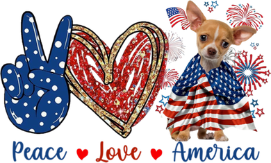 Peace Love Chihuahua Dog Patriotic America Flag 4th July Cute Gift Hooded Wearable Blanket