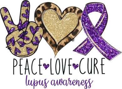 Peace Love Cure Lupus Awareness Purple Ribbon Leopard Gift T-Shirt