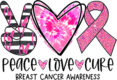 Peace Love Cure Breast Cancer Awareness Pink Ribbon Tie Dye Baby Bodysuit