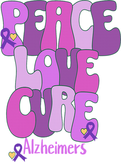 Peace Love Cure Alzheimer's Awareness Purple Ribbon End Alz Kids T-Shirt