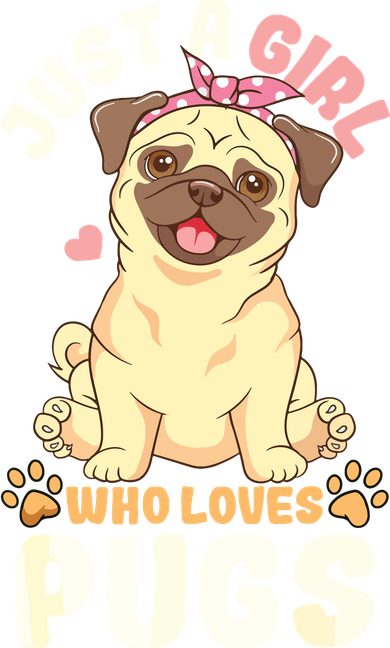 Pug Love Girl Santa Hat