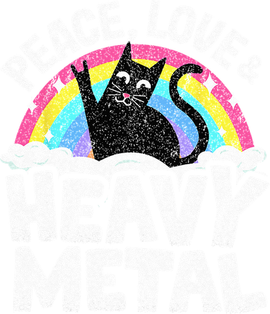 Peace Love & Heavy Metal Cat Kids Punk Band Metal Rainbow Kids Sweatshirt