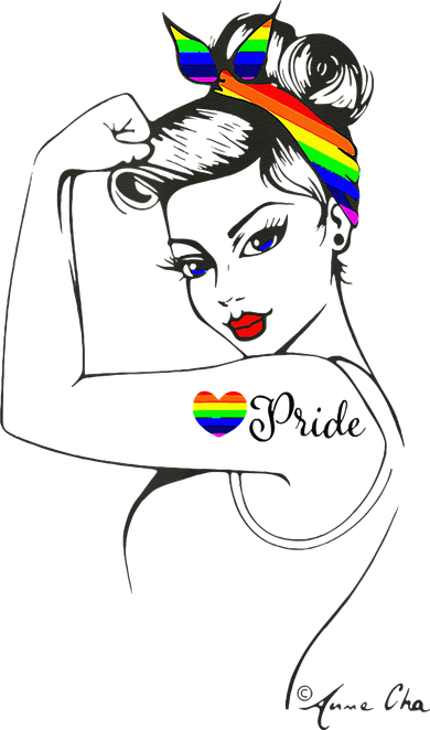 Pride LGBT Power Pin Up Art Modern Rosie The Riveter Women's Tank Top