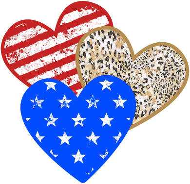 Patriotic Leopard Print Stars And Stripes Hearts Women's Long Sleeve Shirt