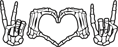 Peace Love Rock And Roll Skeleton Hand Pastel Goth Gift Polo
