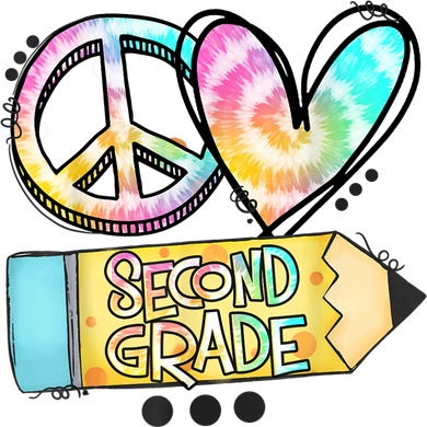 Peace Love Second Grade Funny TieDye Teacher Kids Sweatshirt