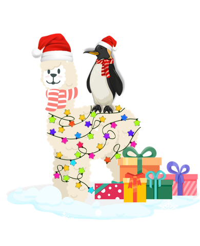 Penguins Lover Xmas Lighting Penguin Riding Llama Christmas Funny Gift Toddler Long Sleeve