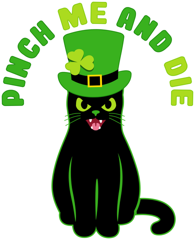 Pinch Me And Die St. Patrick's Day Cat Women's Long Sleeve Shirt