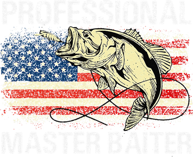 Professional Master Baiter Retro American Flag Funny Fishing Kids Long Sleeve Shirt