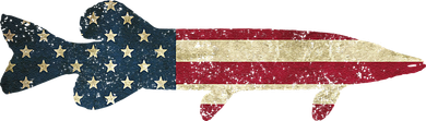 Pike Musky Fishing American Flag Vintage Patriotic Fisherman Coaster