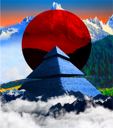 Pyramid Mountain Landscape Art Kids T-Shirt