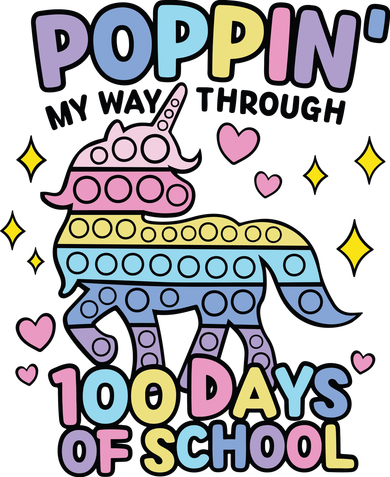 Poppin' My Way Through 100 Days Of School Rainbow Unicorn Fidget Toy Kids Hoodie
