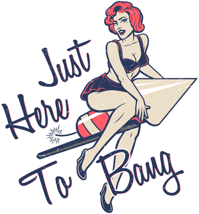 Retro Pin Up Just Here To Bang Women's Dry Zone Grid Polo