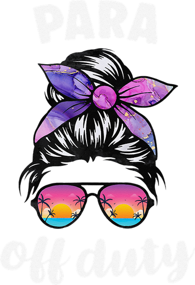 Para Off Duty Paraprofessional Last Day Of School Messy Bun Kids T-Shirt