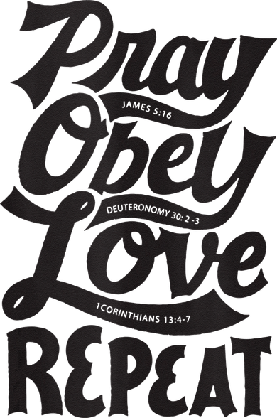 Pray Obey Love Repeat Christian Bible Verse Quote Faith Tote Bag